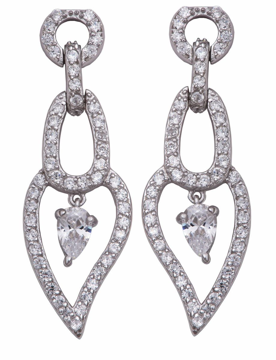 Elegante Pave-Ohrhänger mit Tropfenform