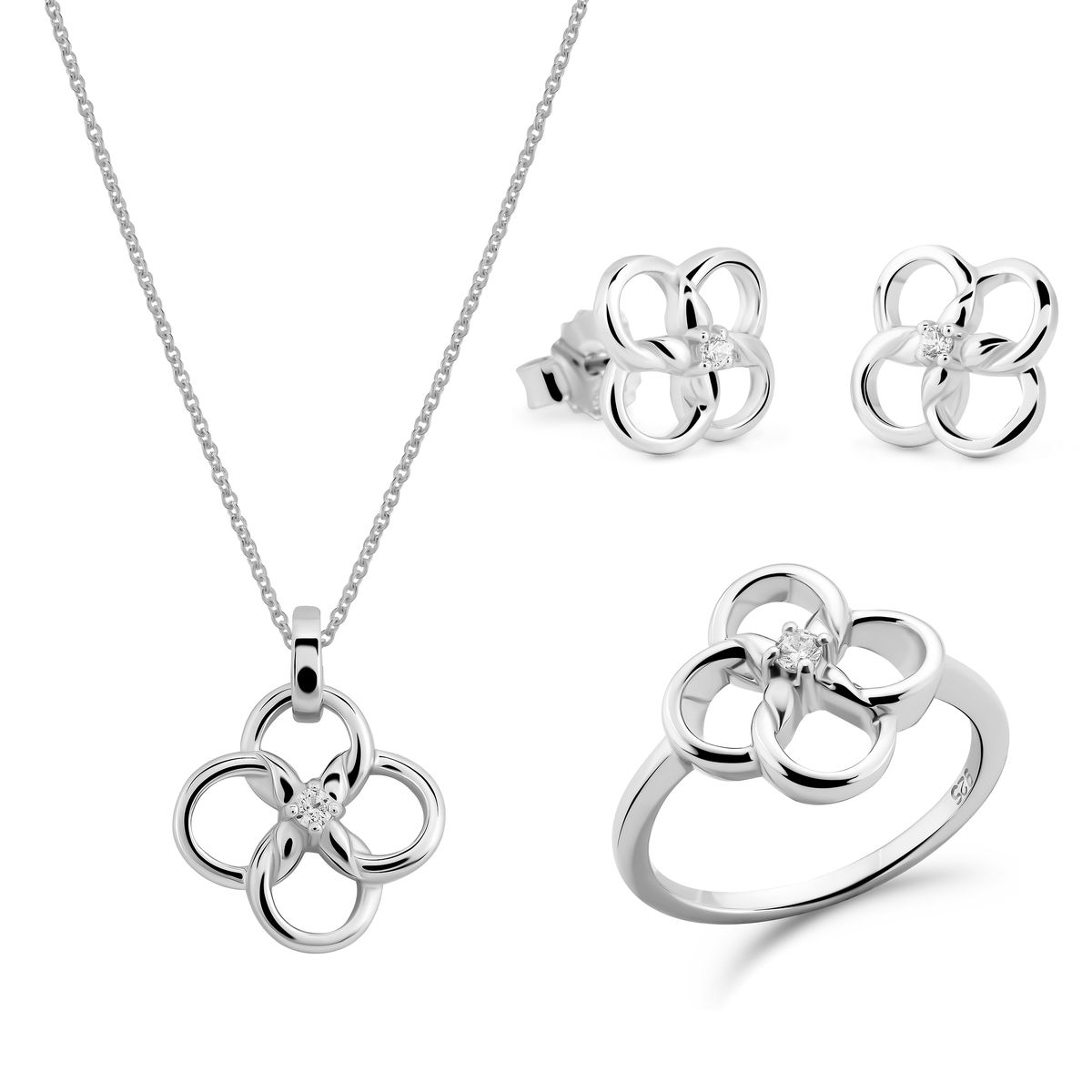 Florales Schmuckset mit Kleeblatt-Motiv