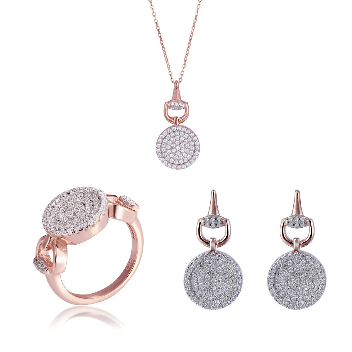 Pave-gefasstes Hufeisen-Schmuckset