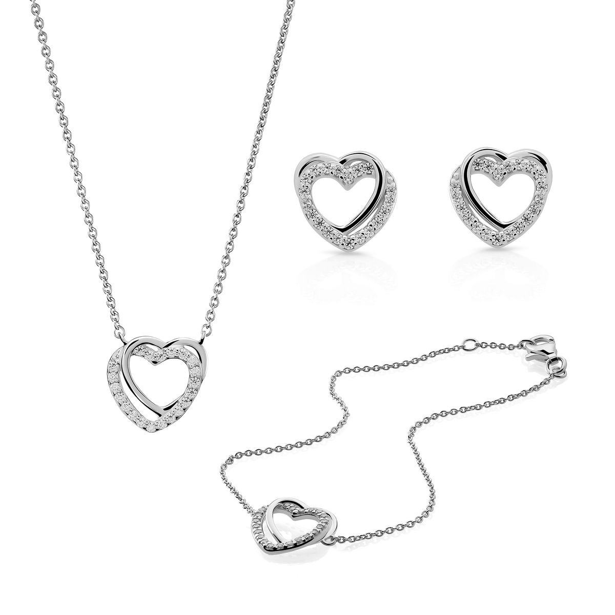 Ariana Doppelherz-Schmuckset aus Silber
