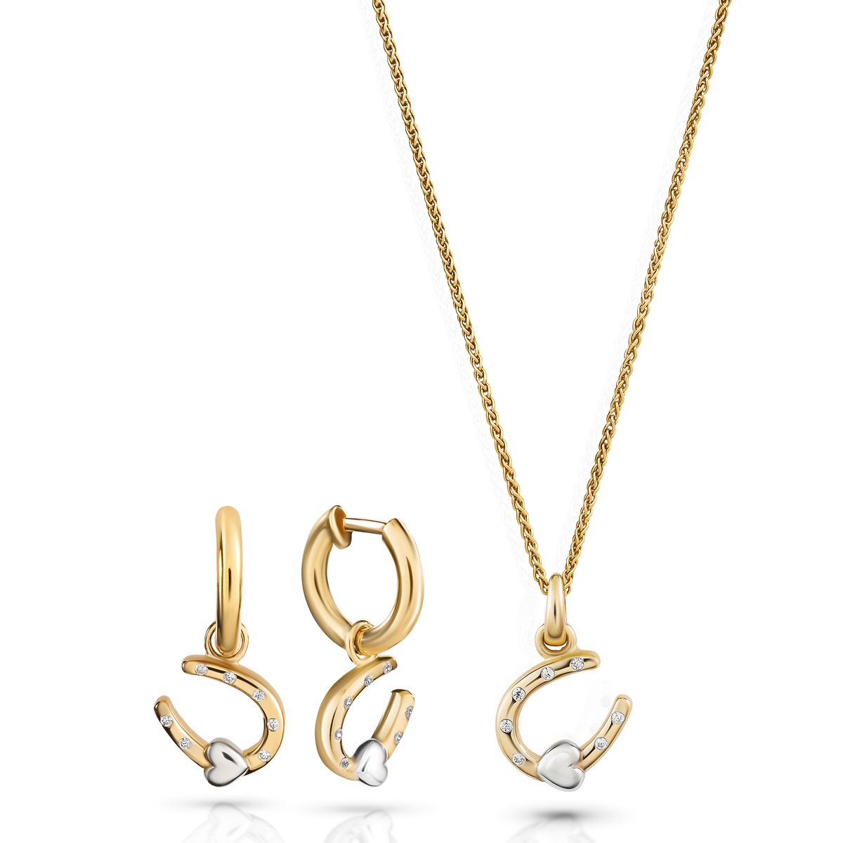 Elegantes Hufeisen- und Herz-Schmuckset