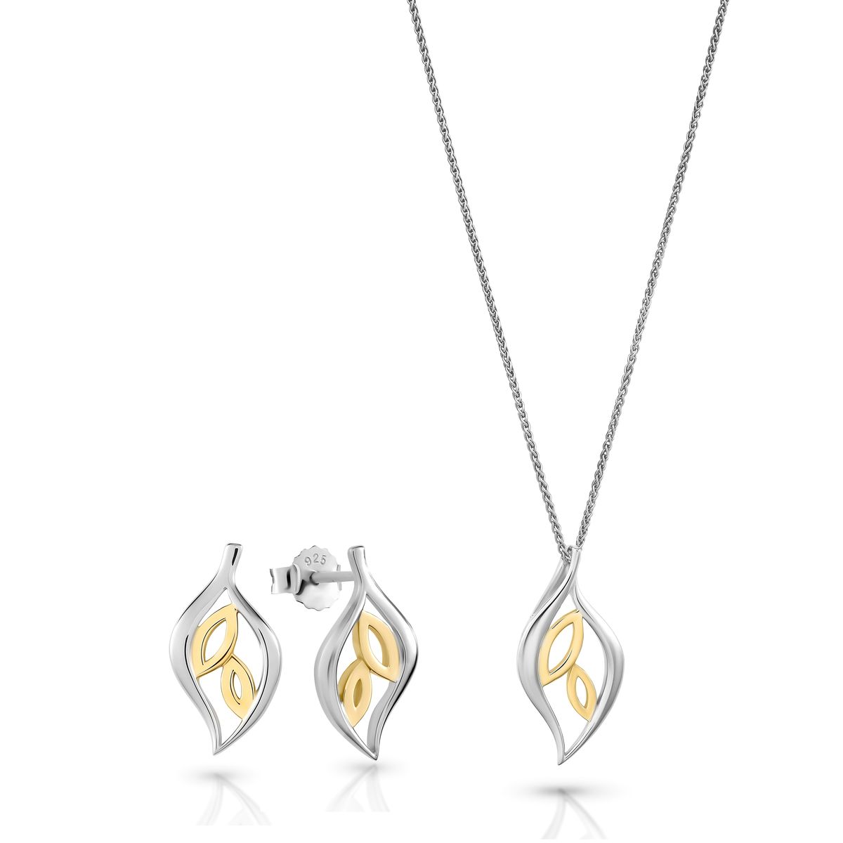 'Charlotte' Zweifarbiges Blatt-Schmuckset