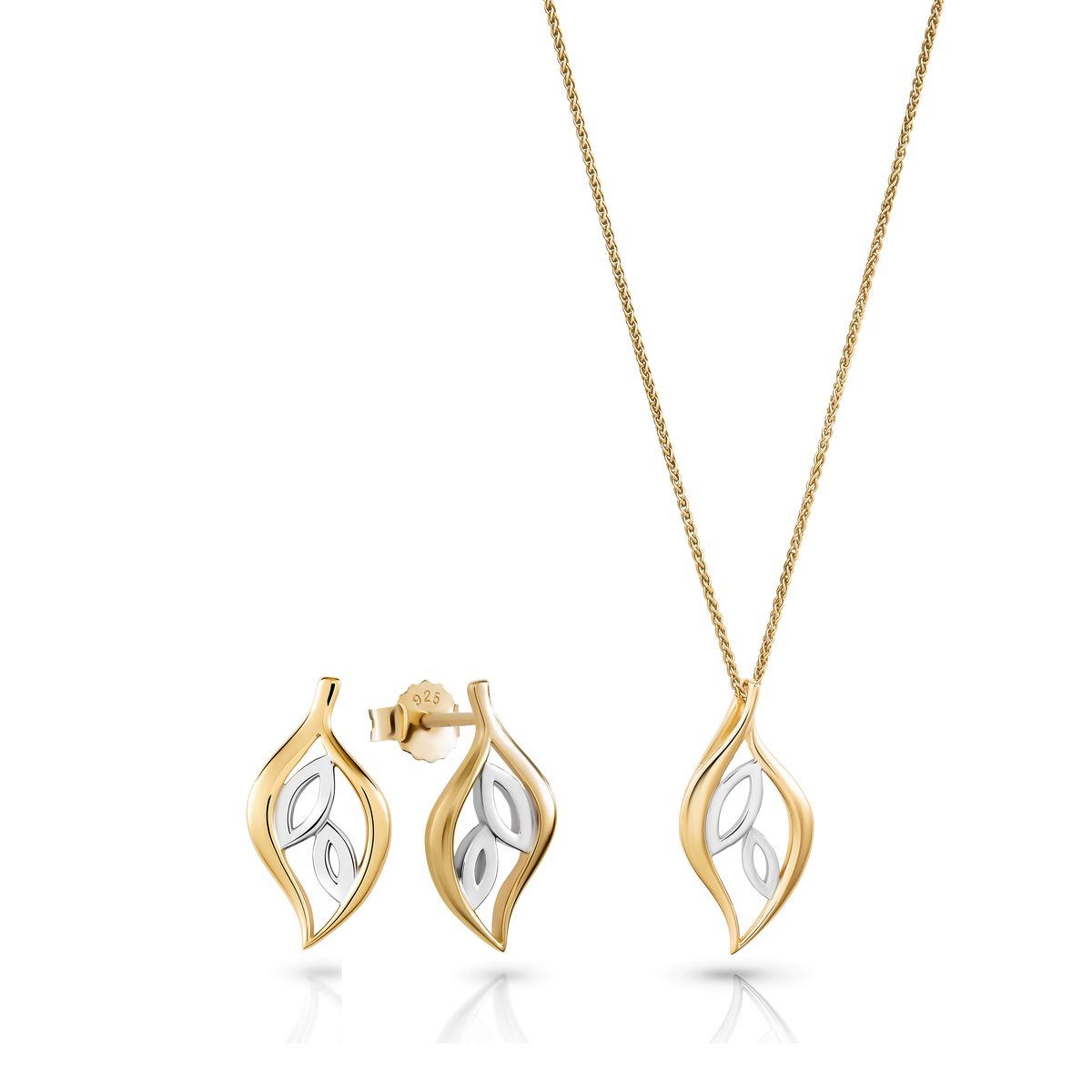 Charlotte Bi-Color Blatt Schmuckset