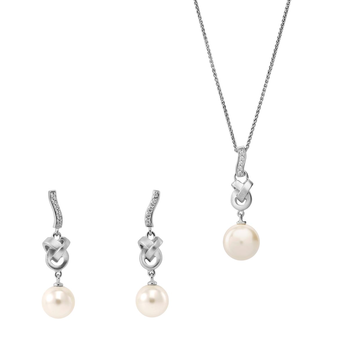 'Clara' Knoten- und Perlen-Schmuckset