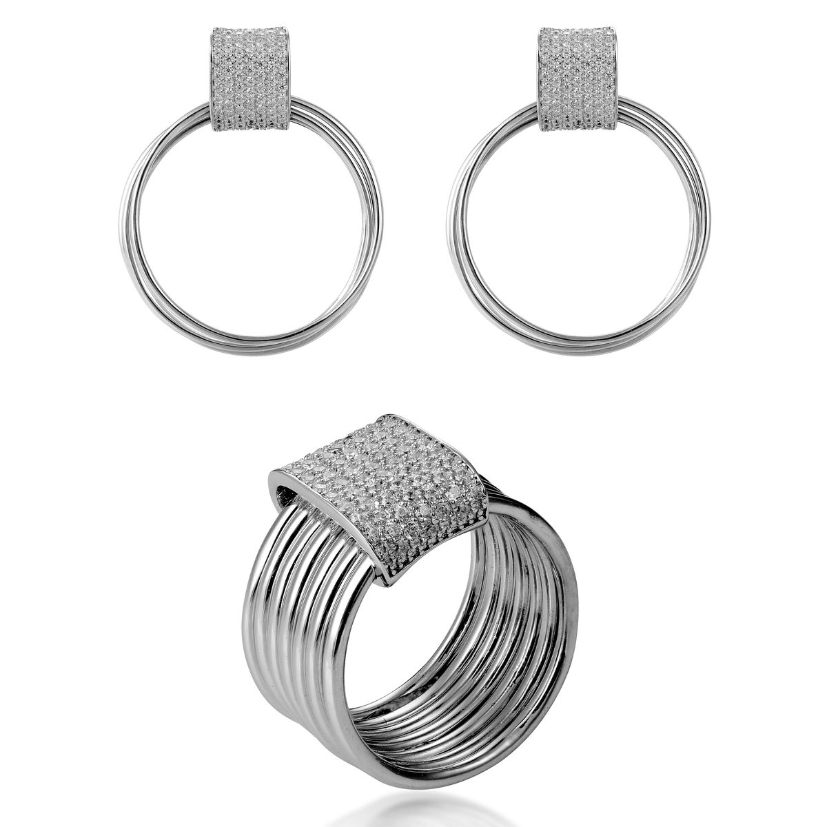 Elegantes Pavé-Kreis Schmuckset