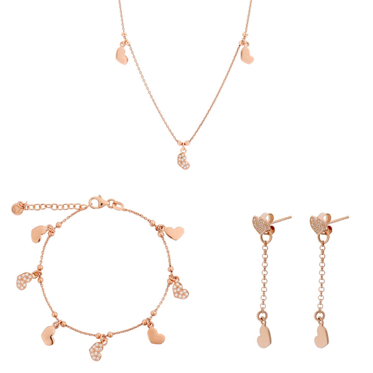 Zierliches Schmuckset mit Herzanhängern