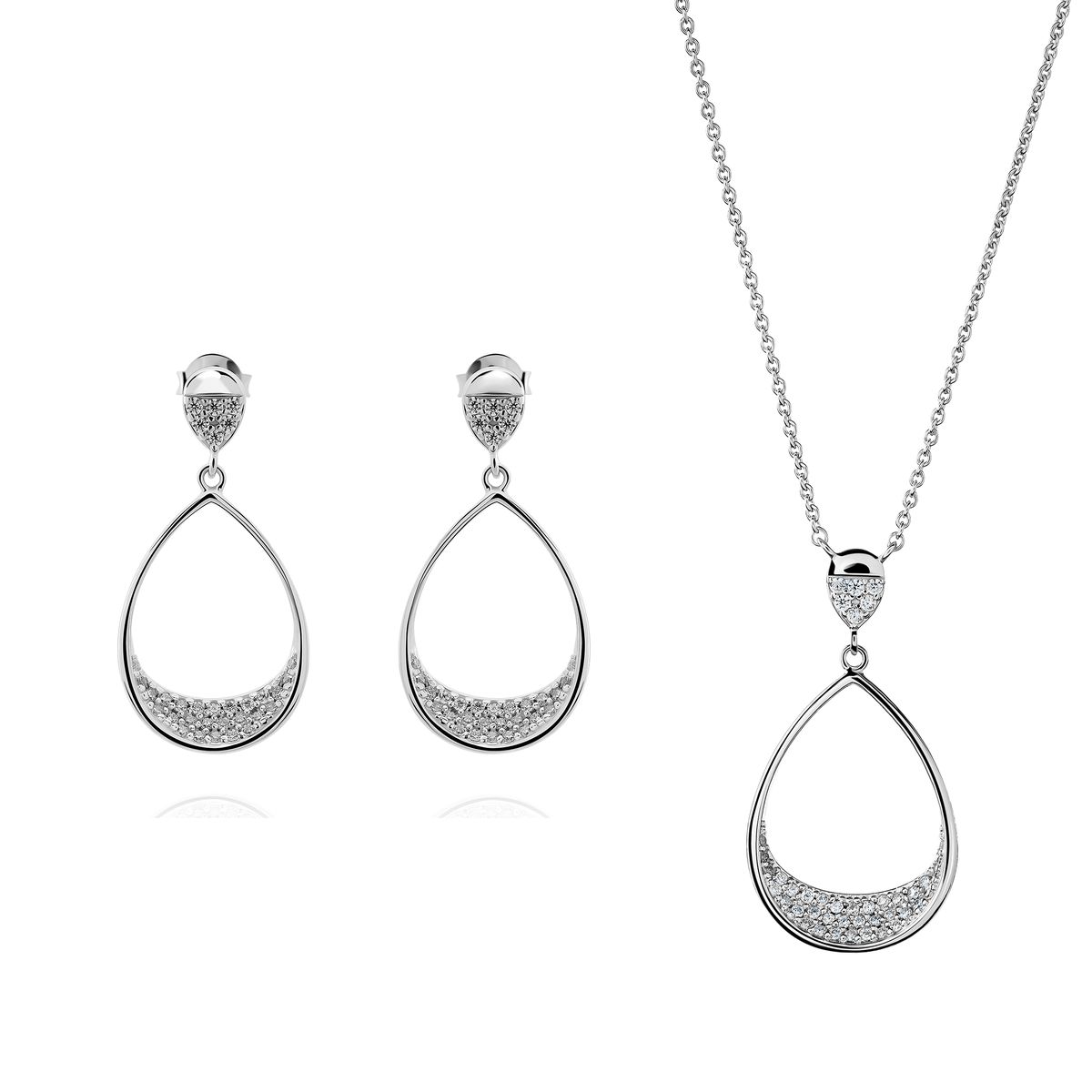 Elegantes Tropfen-Schmuckset mit Pavé-Besatz