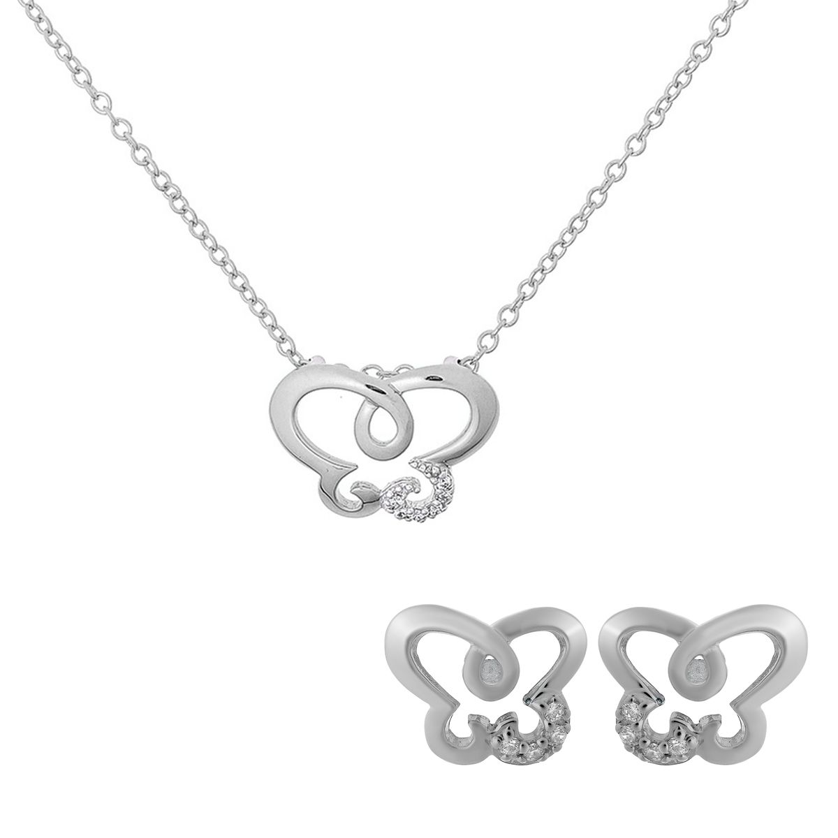 Funkelndes Schmetterlings-Set aus Kette und Ohrringen