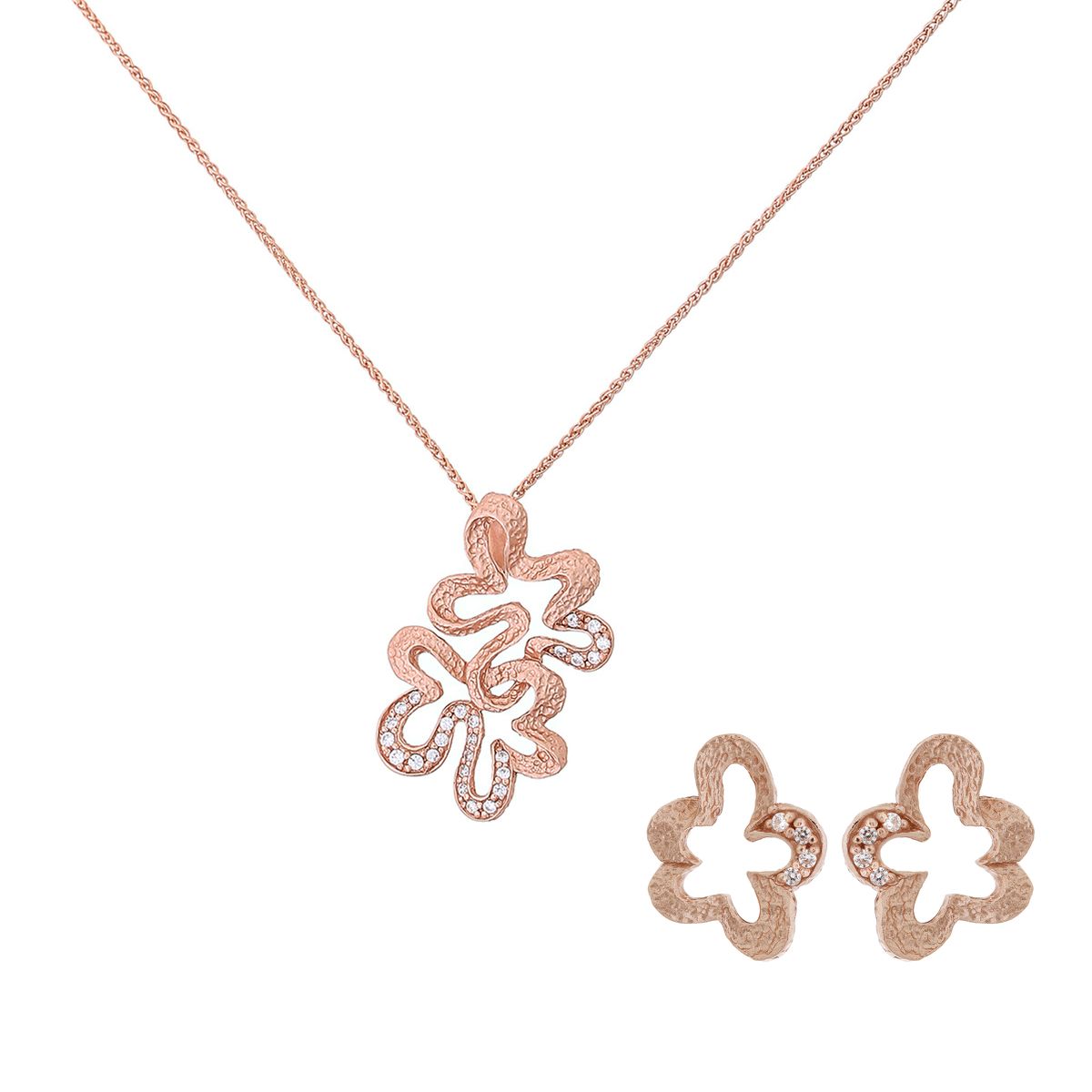 Abstraktes Florales Roségold Schmuckset
