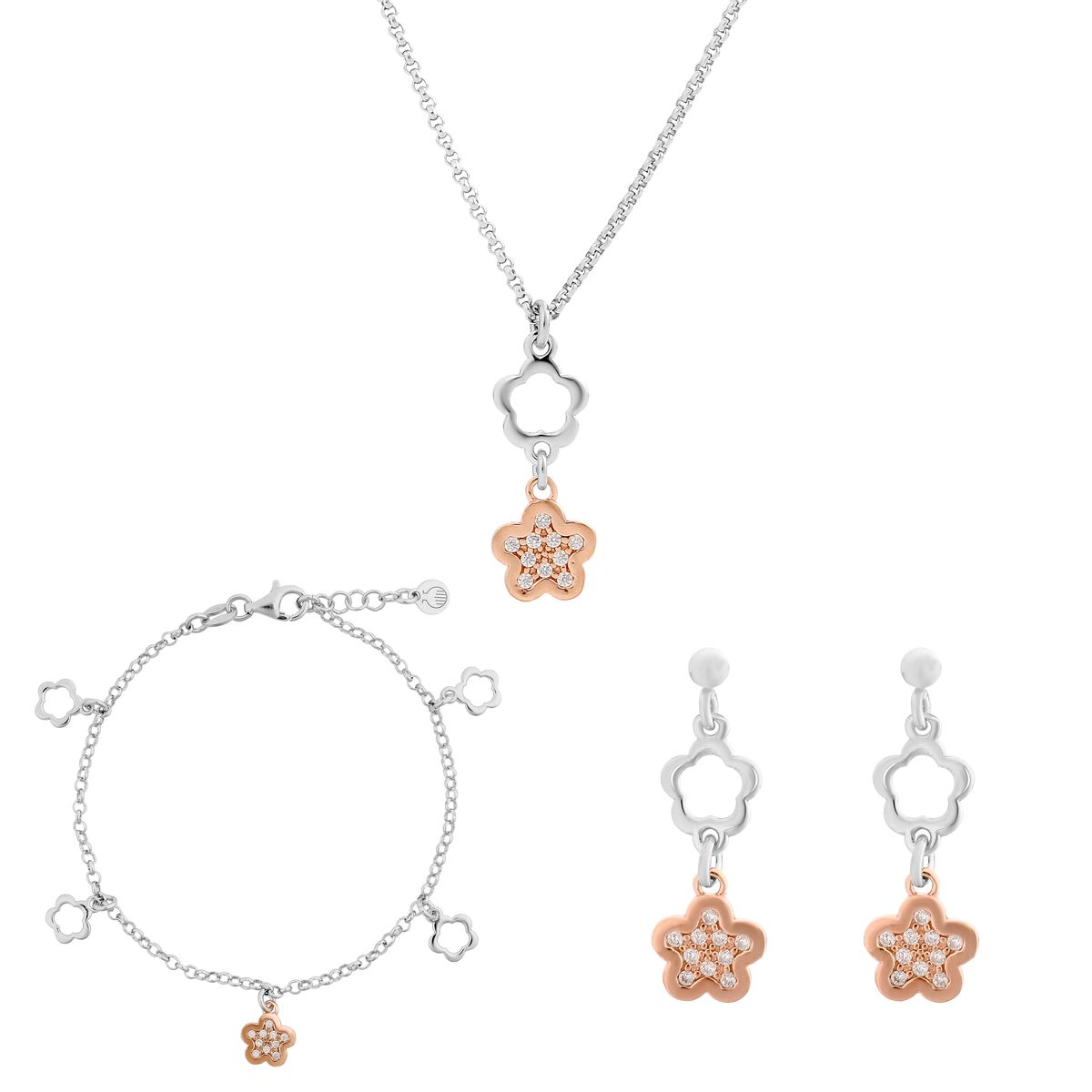 Schmuckset mit Blumenanhängern