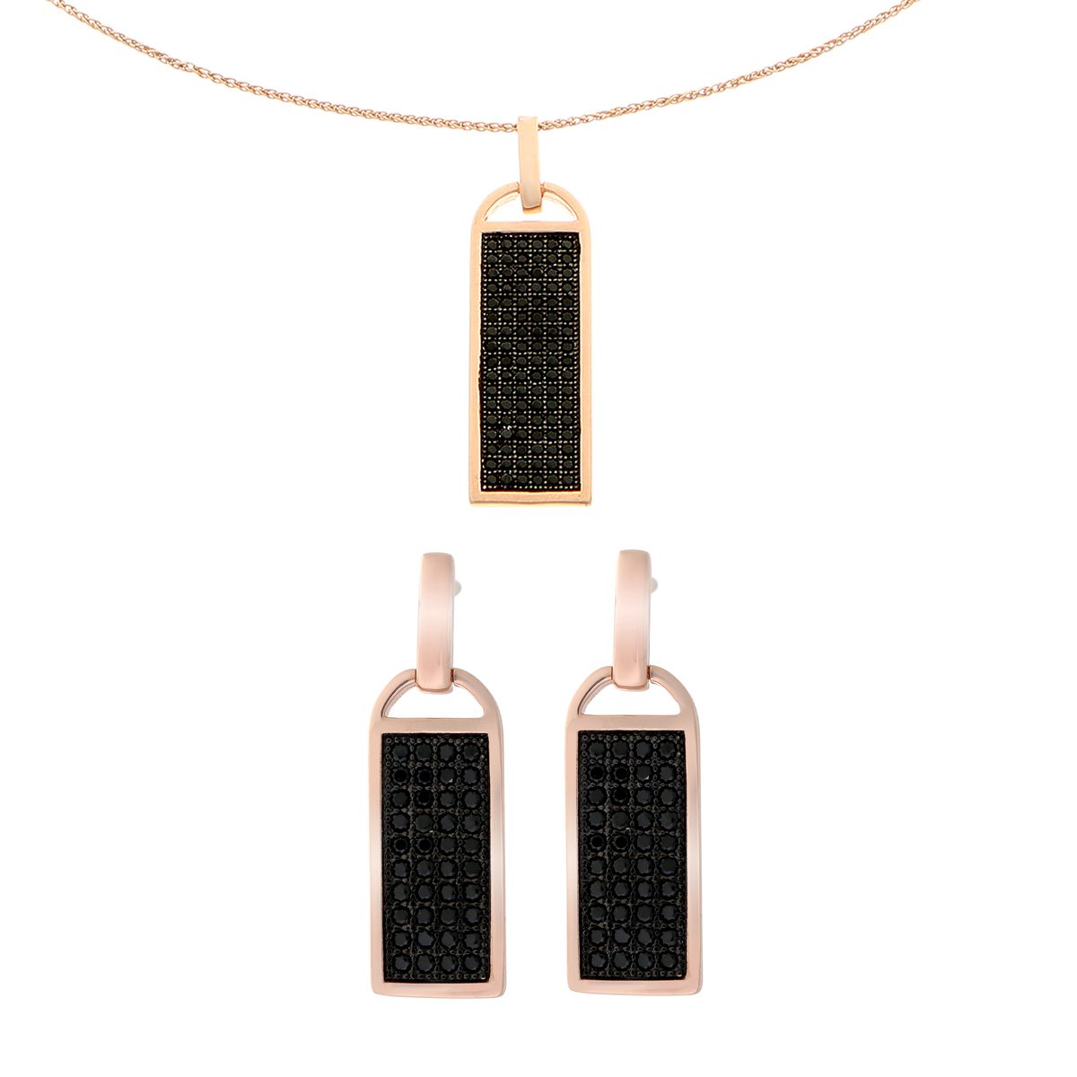 Elegantes Schmuckset mit Pavé-Rechtecken