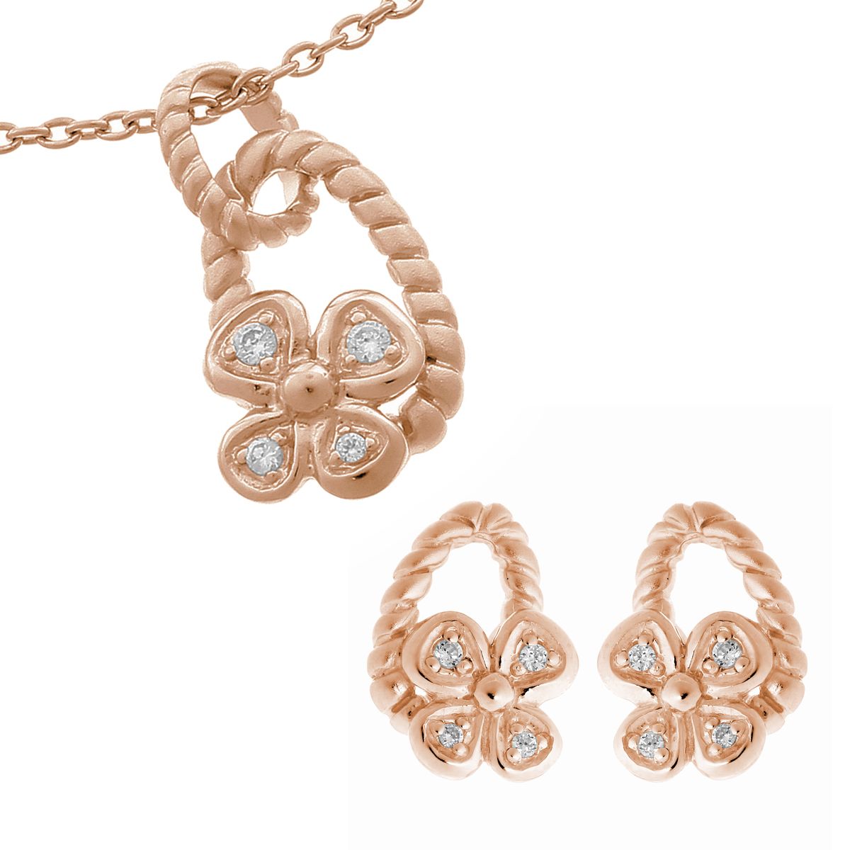Florales Kleeblatt-Seil-Schmuckset