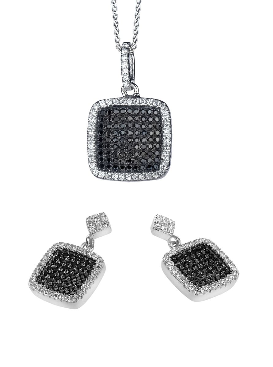 Pavé-Schmuckset im Kissenschliff
