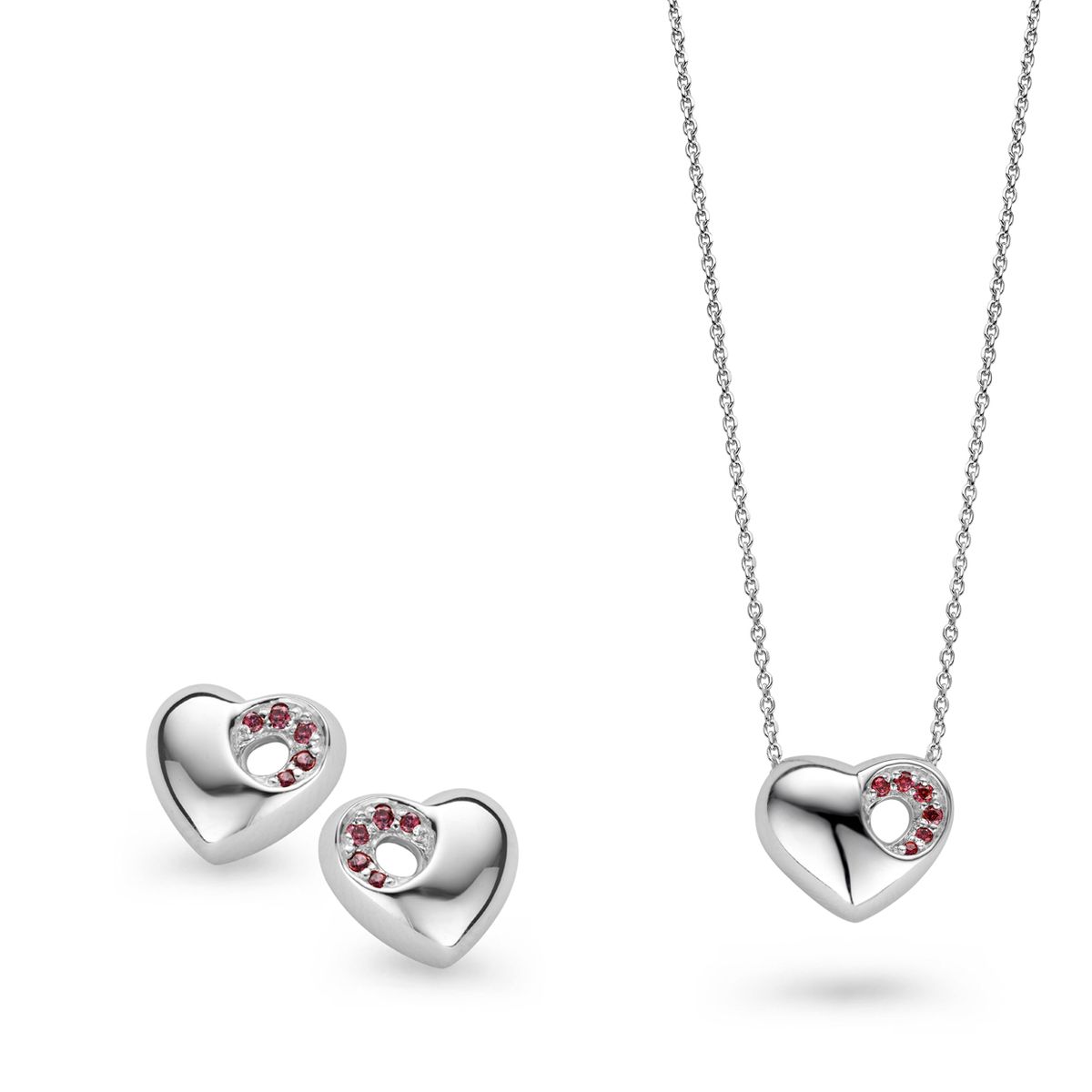 Schmuckset mit Herzanhänger und Ohrsteckern