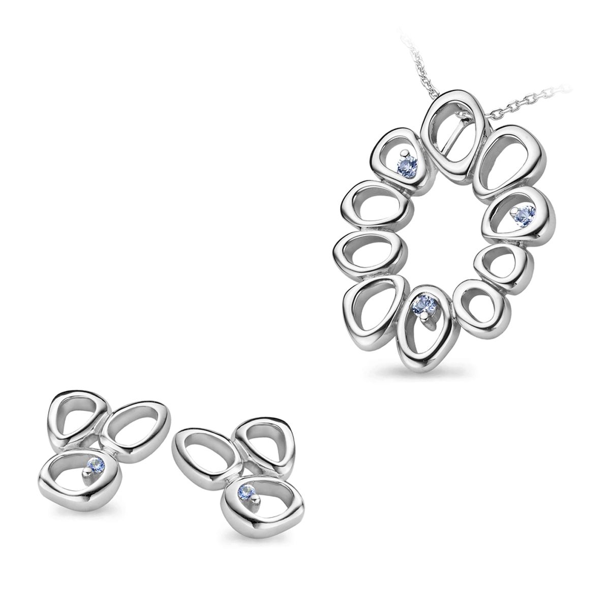 Organisches Loop-Schmuckset aus Silber
