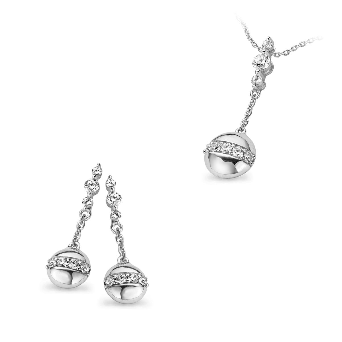 Schmuckset aus Sterlingsilber mit Kugelanhängern