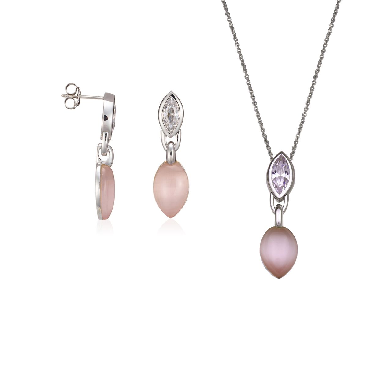Edelstein-Schmuckset mit Anhänger und Ohrringen