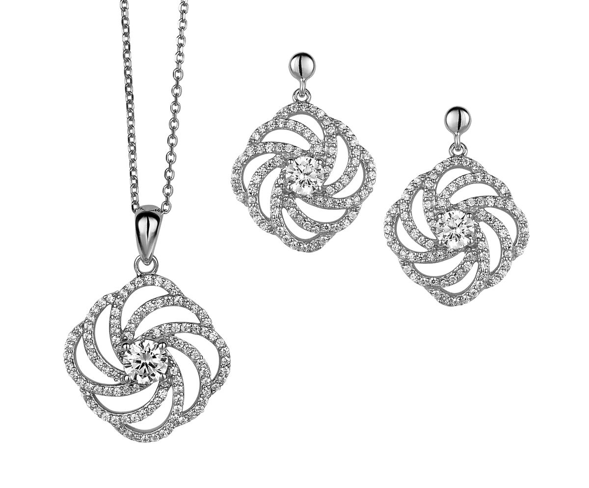Funkelndes florales Spiral-Schmuckset