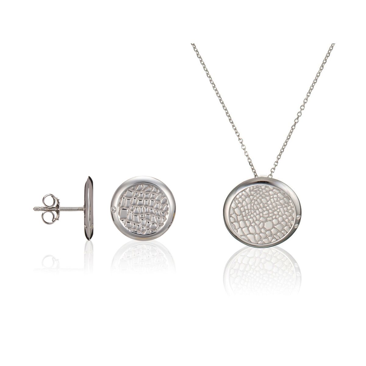 Texturiertes Rundes Silber-Schmuckset