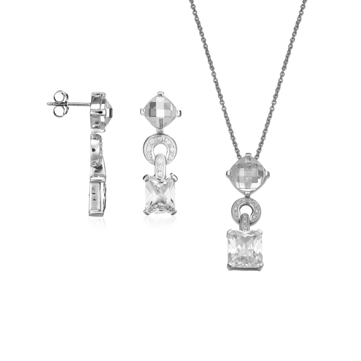 Schmuckset mit geometrischem Radiant-Schliff