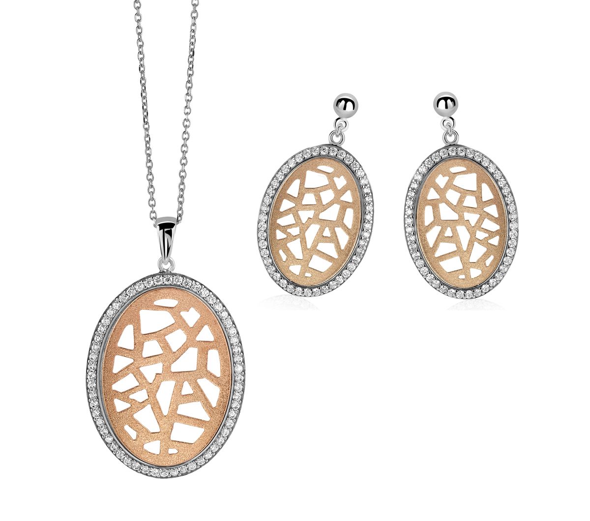 Schmuckset mit geometrischem Cut-out-Muster