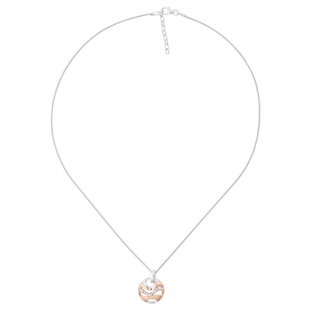 Elegante zweifarbige Halskette mit Wellenanhänger