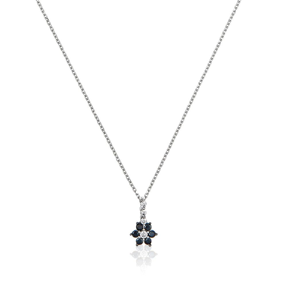 Kette mit floralem Anhänger Sterling-Silber