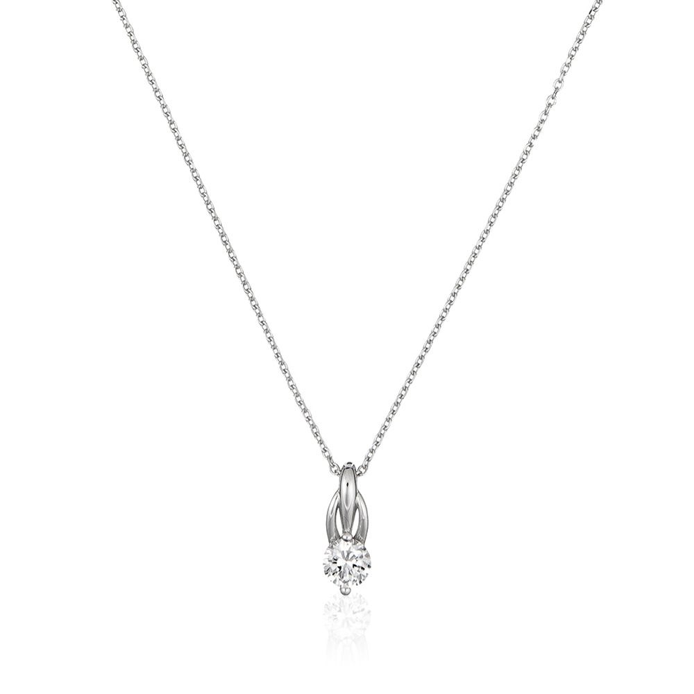 Solitär-Anhänger Halskette aus Sterlingsilber