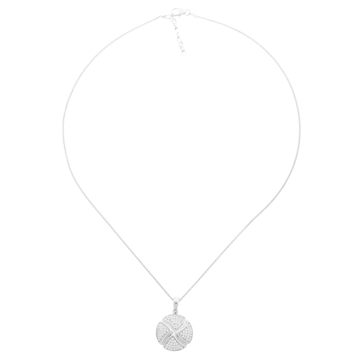 Geometrische Pave-Halskette mit Rundanhänger