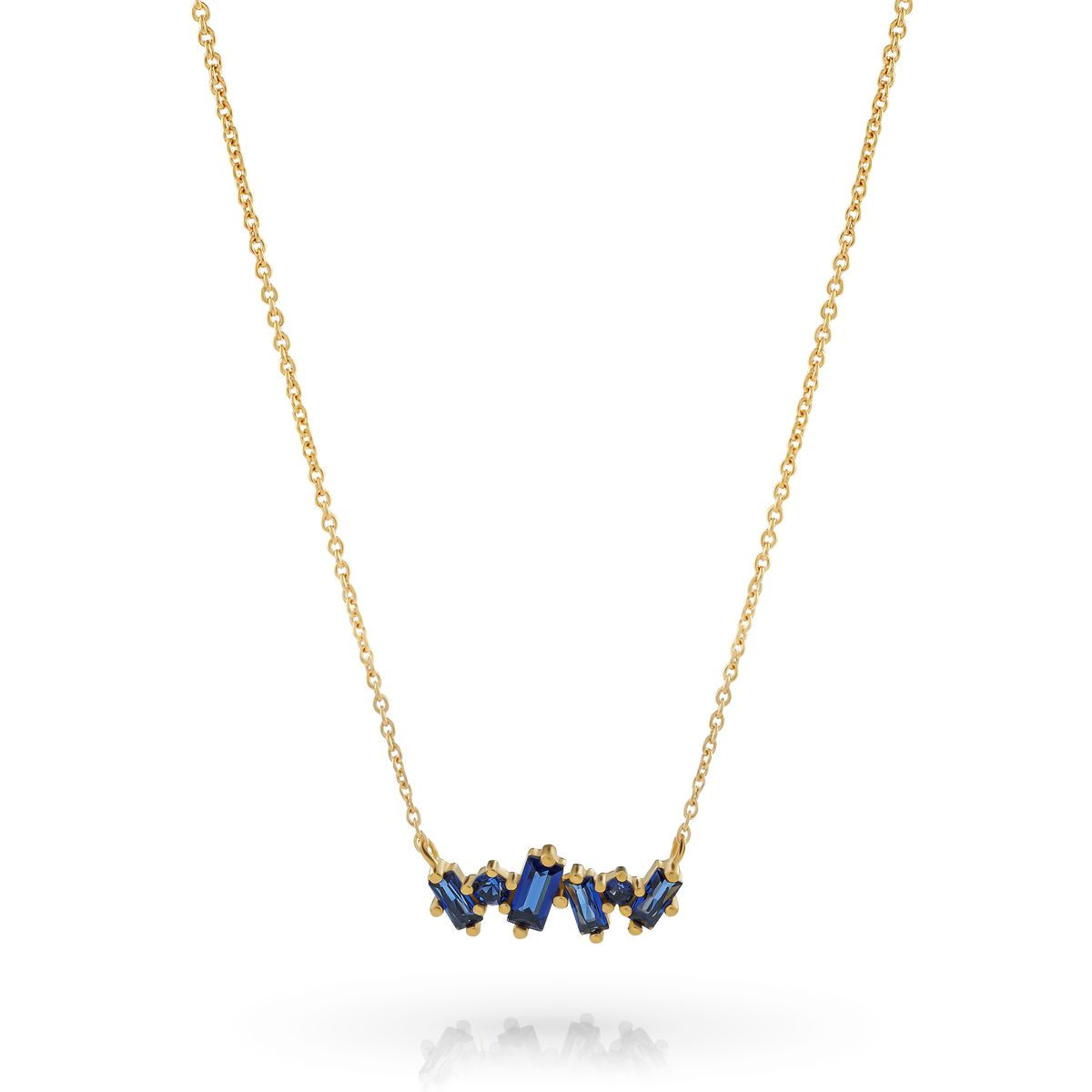 Asymmetrische Halskette mit blauen Steinen