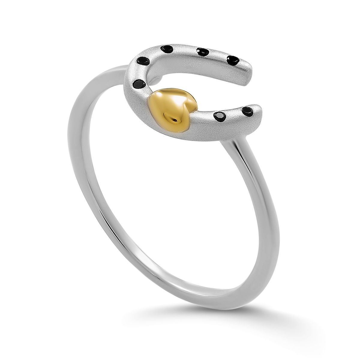 Hufeisen-Herz-Ring aus Sterlingsilber