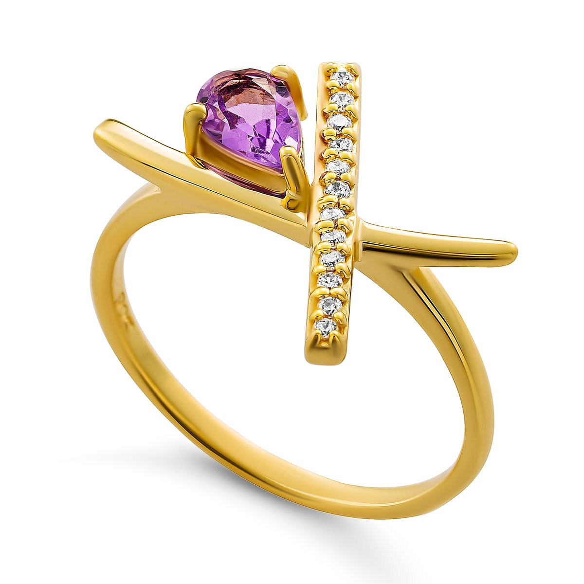 Eleganter Ring mit Edelstein-Tropfenschliff