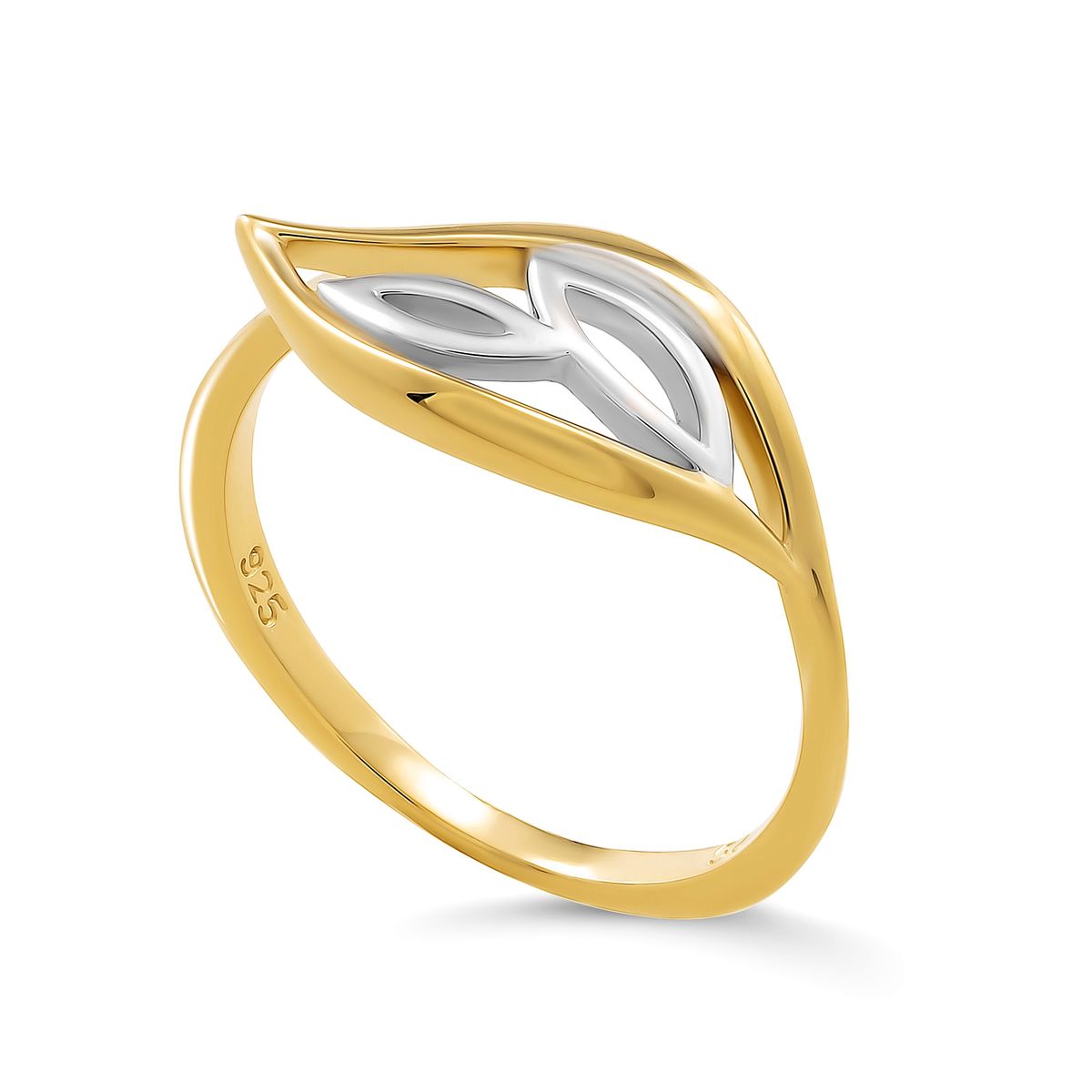 Zweifarbiger Ring mit Blattmotiv