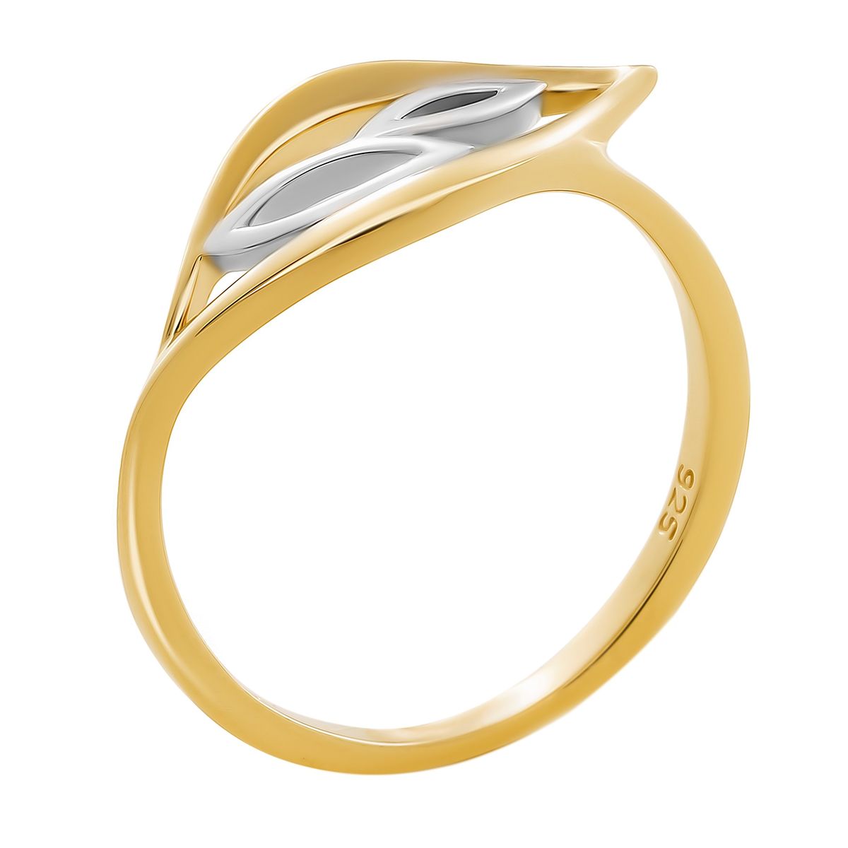 Zweifarbiger Ring mit Blattmotiv