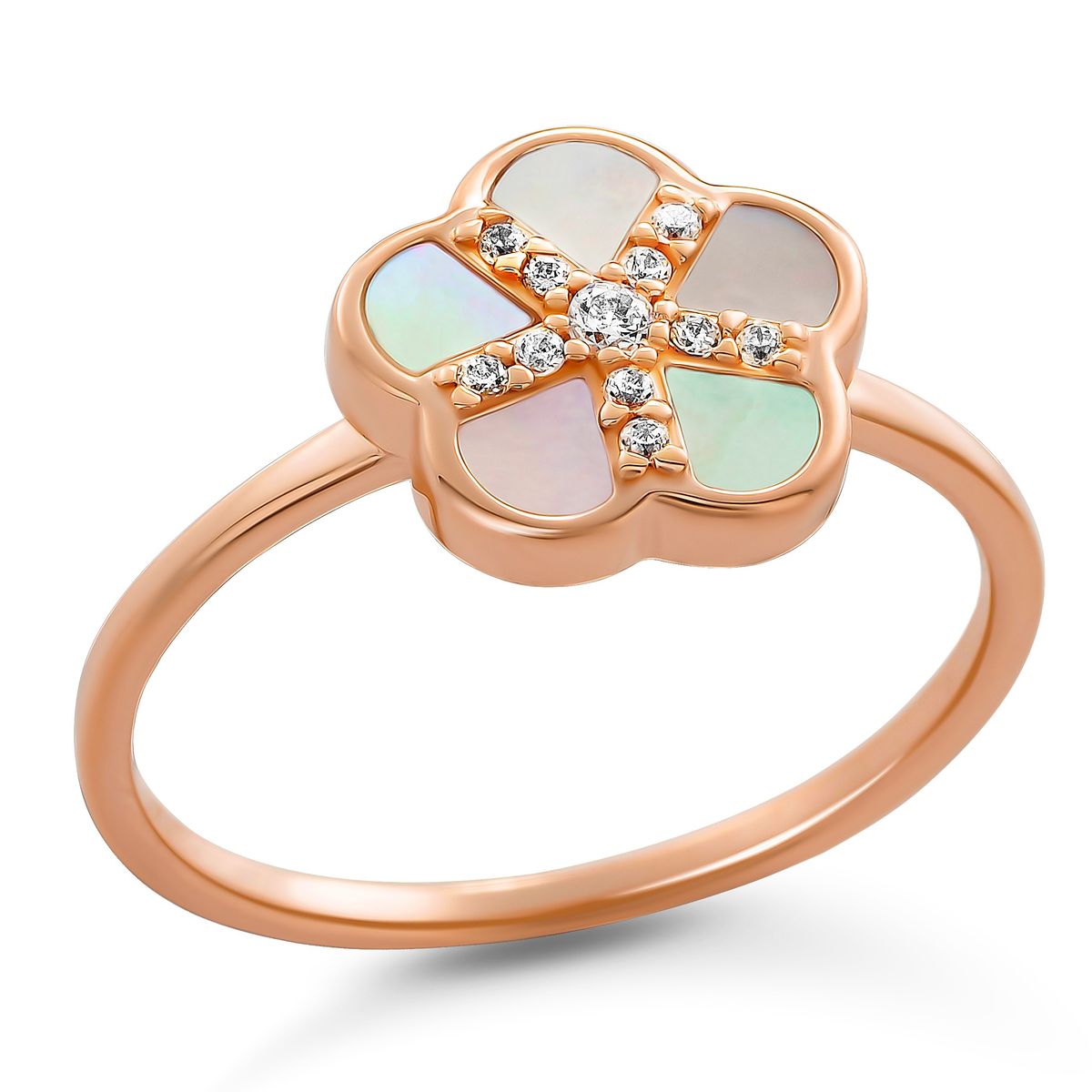 Perlmutt-Ring mit Gänseblümchen-Motiv
