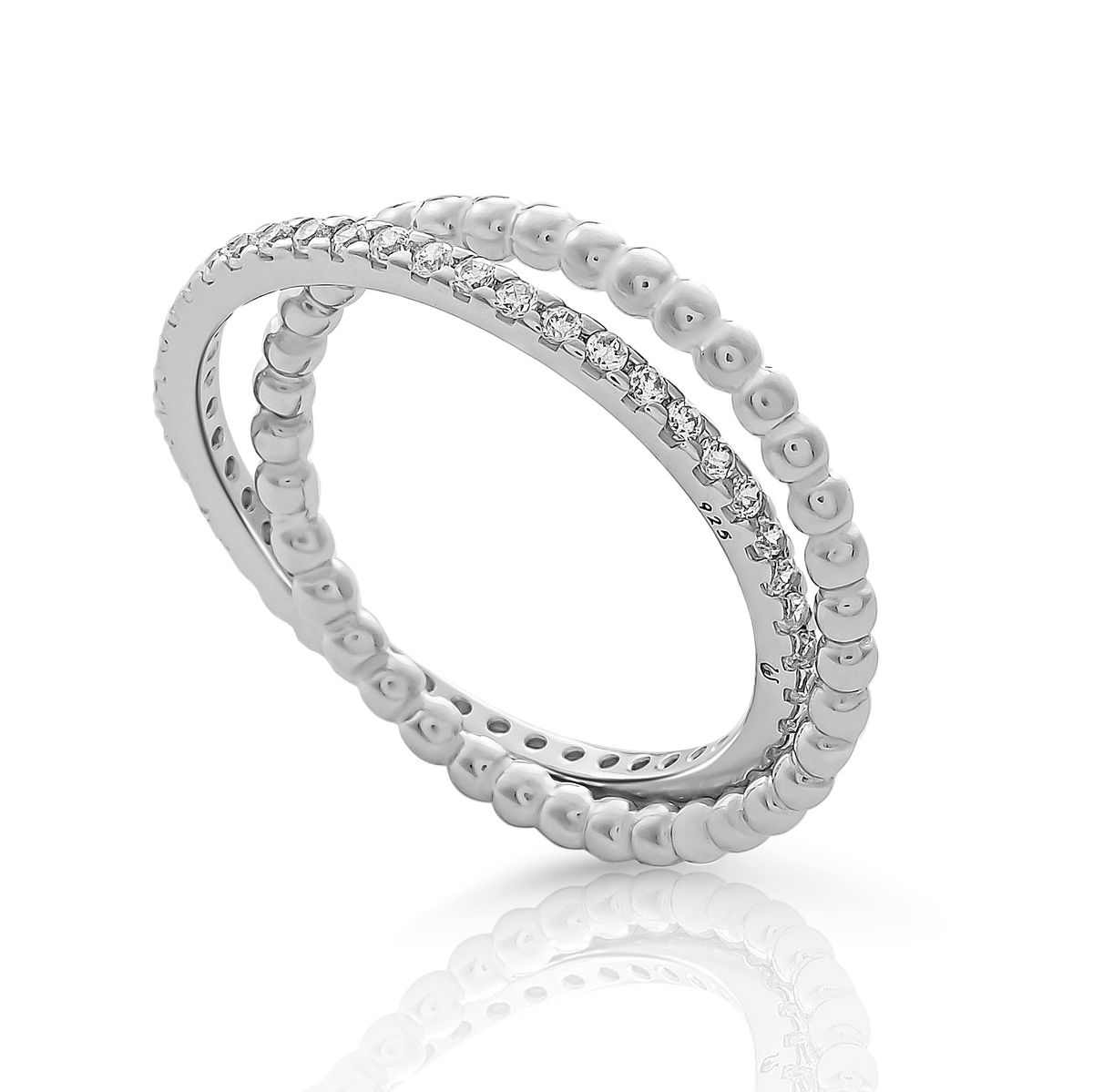 Eleganter zweireihiger Ring mit Perldetails