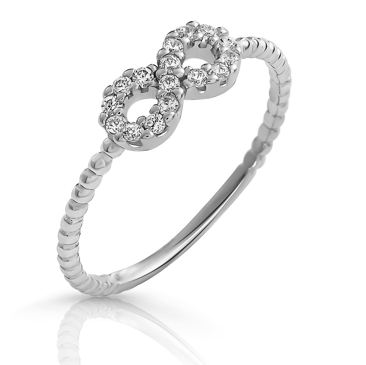 Unendlichkeit-Pavé-Ring mit Perlenband