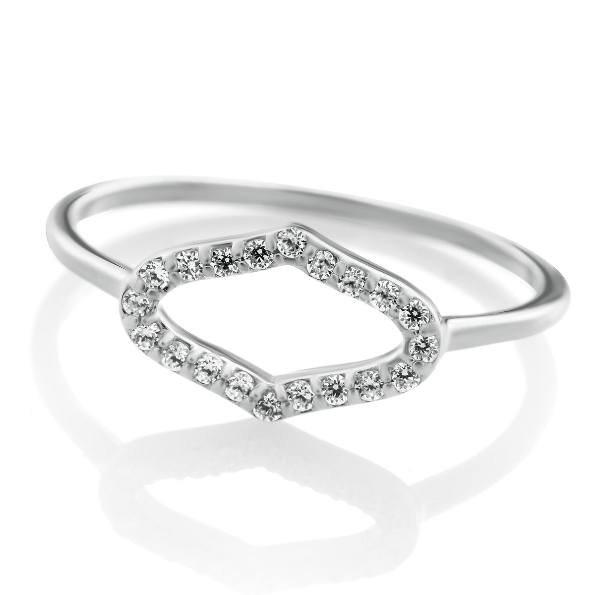 Eleganter Geometrischer Pavé-Rahmen Ring