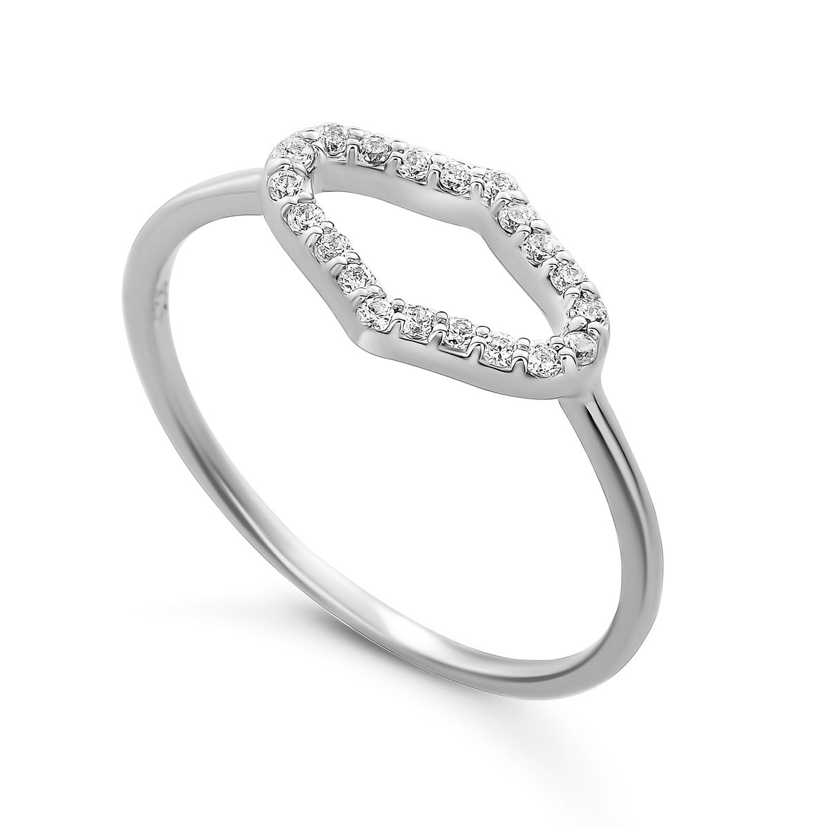 Eleganter Geometrischer Pavé-Rahmen Ring