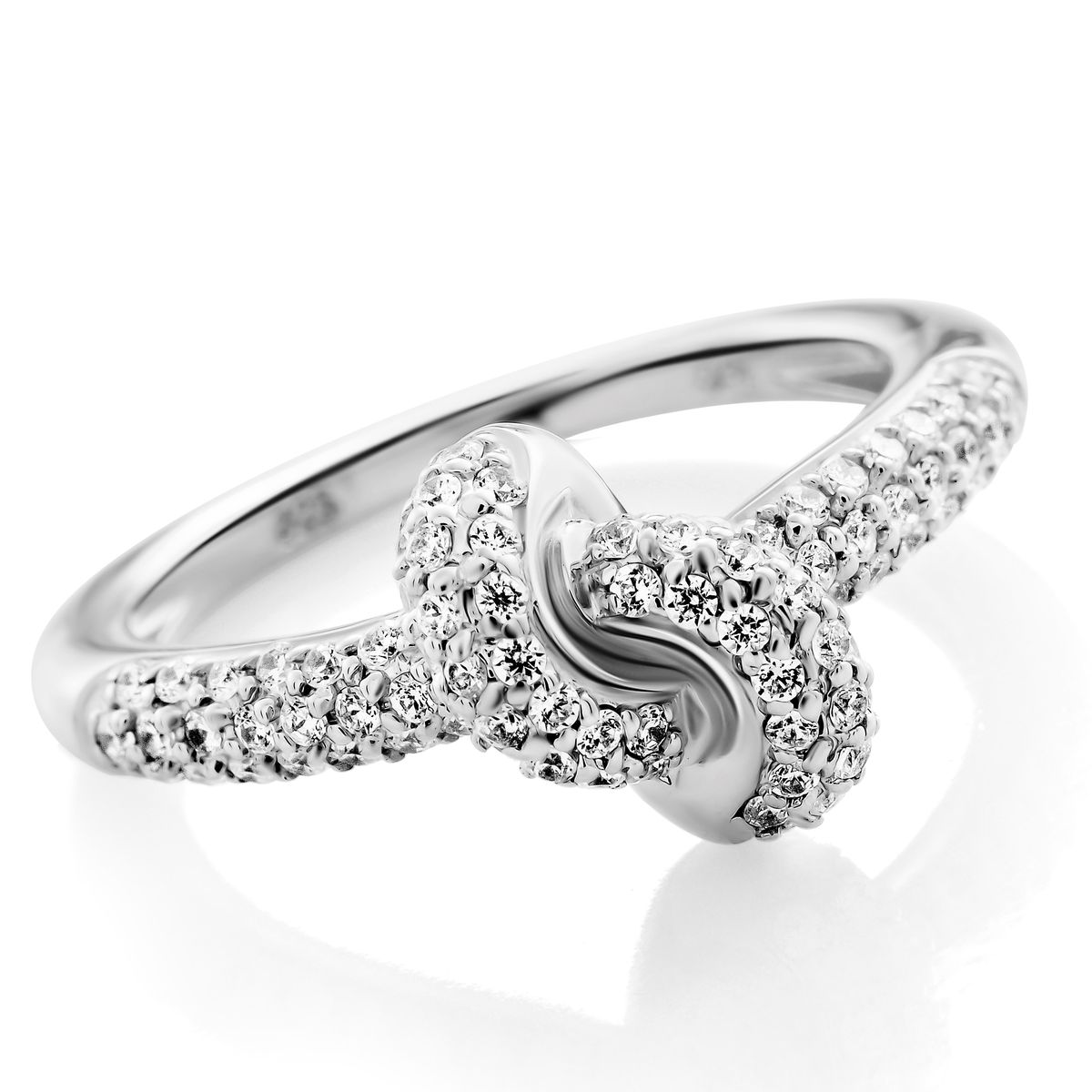 Eleganter Silberring mit Liebesknoten