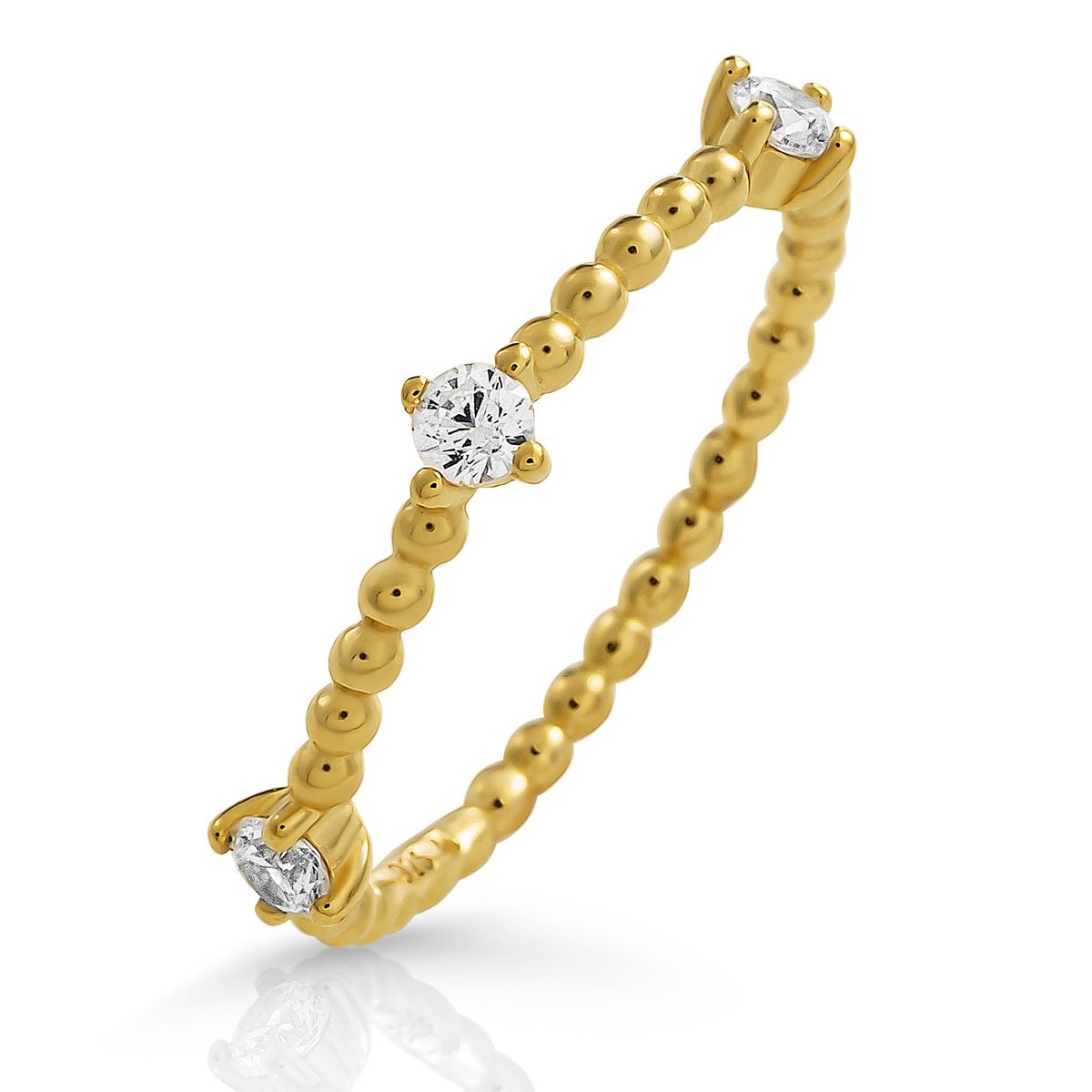 Sparkle Perlenring mit drei Steinen