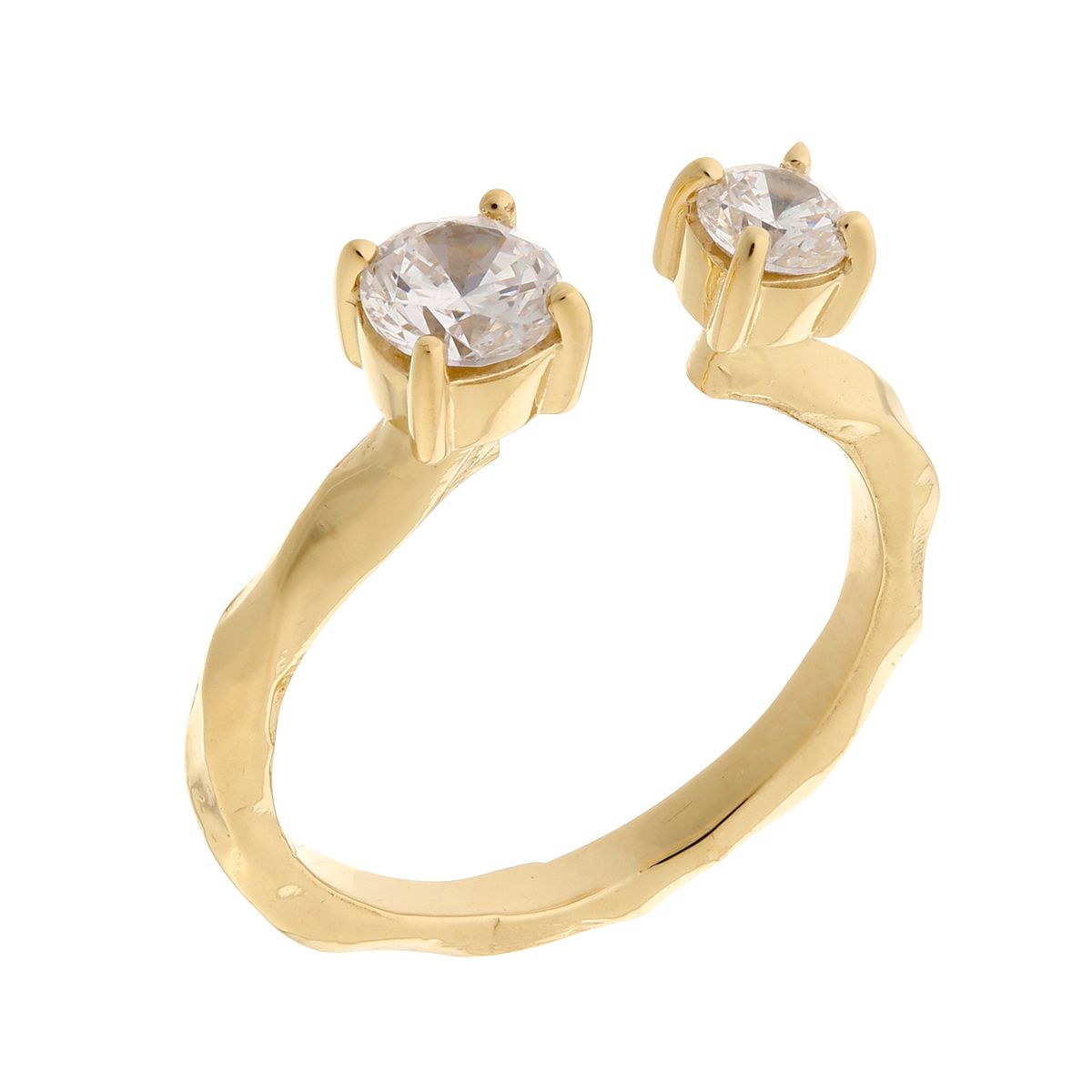 Offener Ring mit zwei Steinen