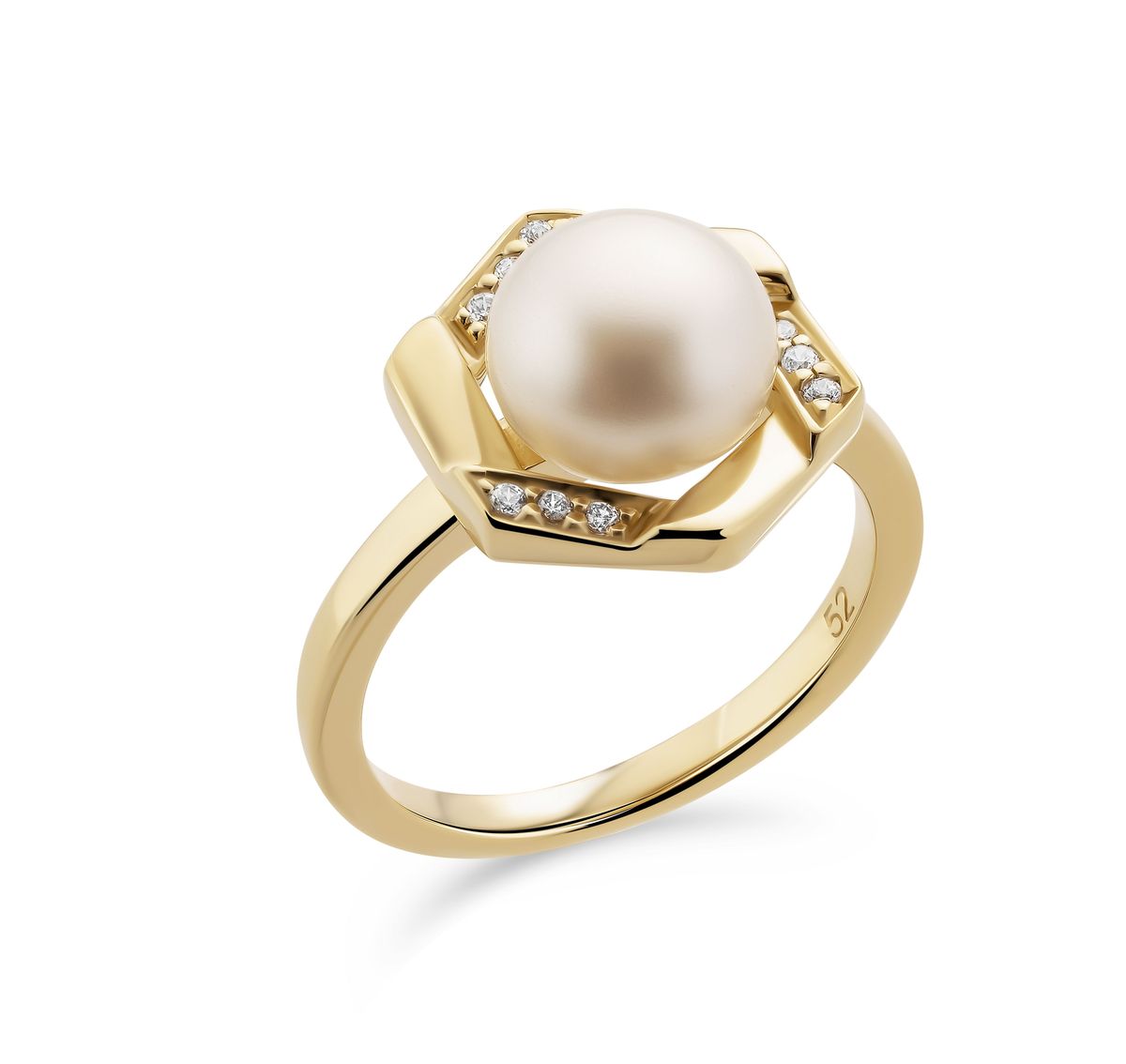 Eleganter geometrischer Statement-Ring mit Perle