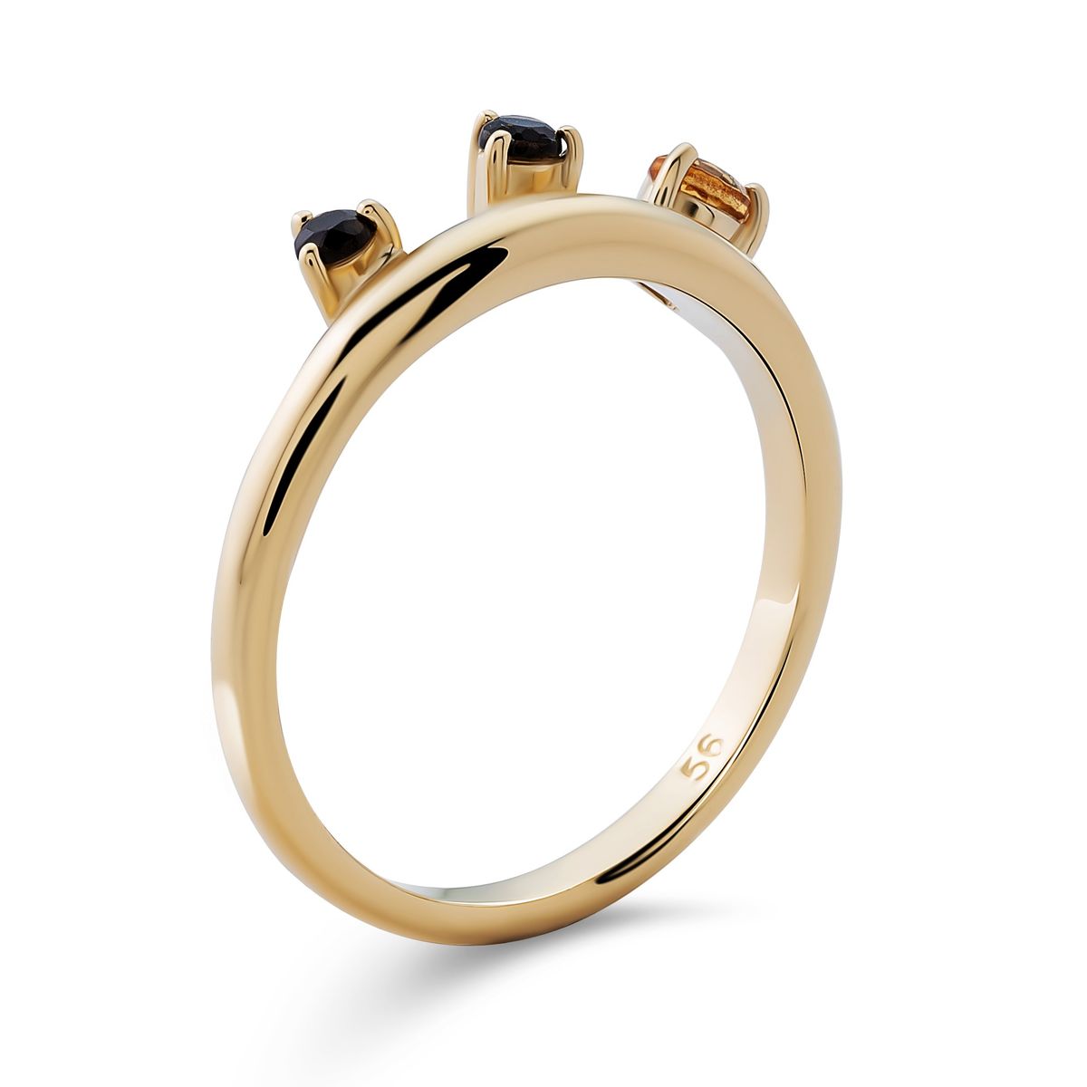 Dreistein-Ring im Kronen-Stil