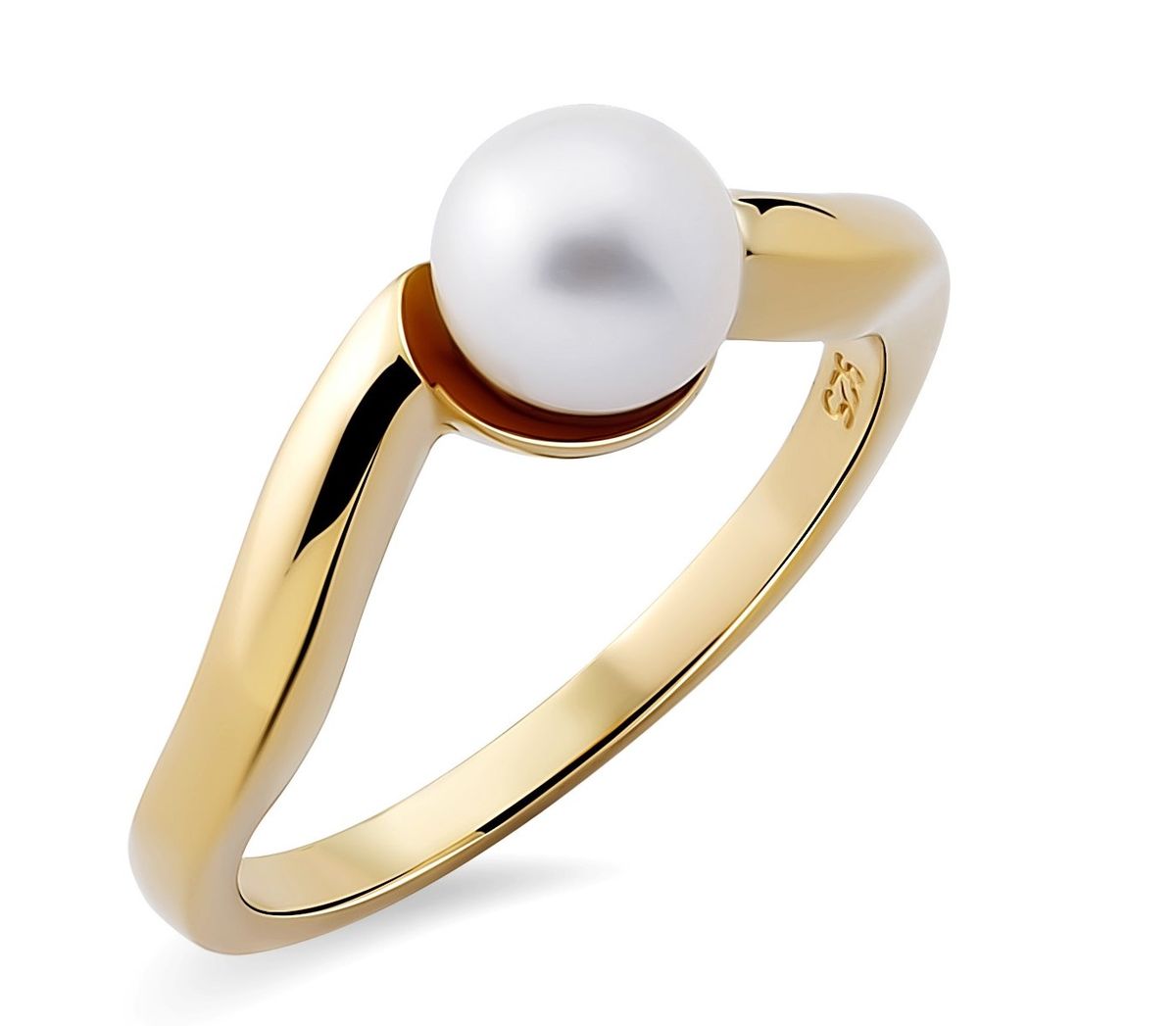 Vergoldeter Sterlingsilber-Ring mit Perle