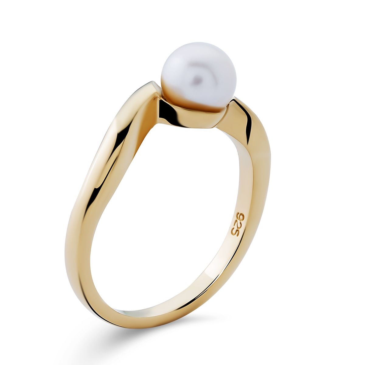 Vergoldeter Sterlingsilber-Ring mit Perle