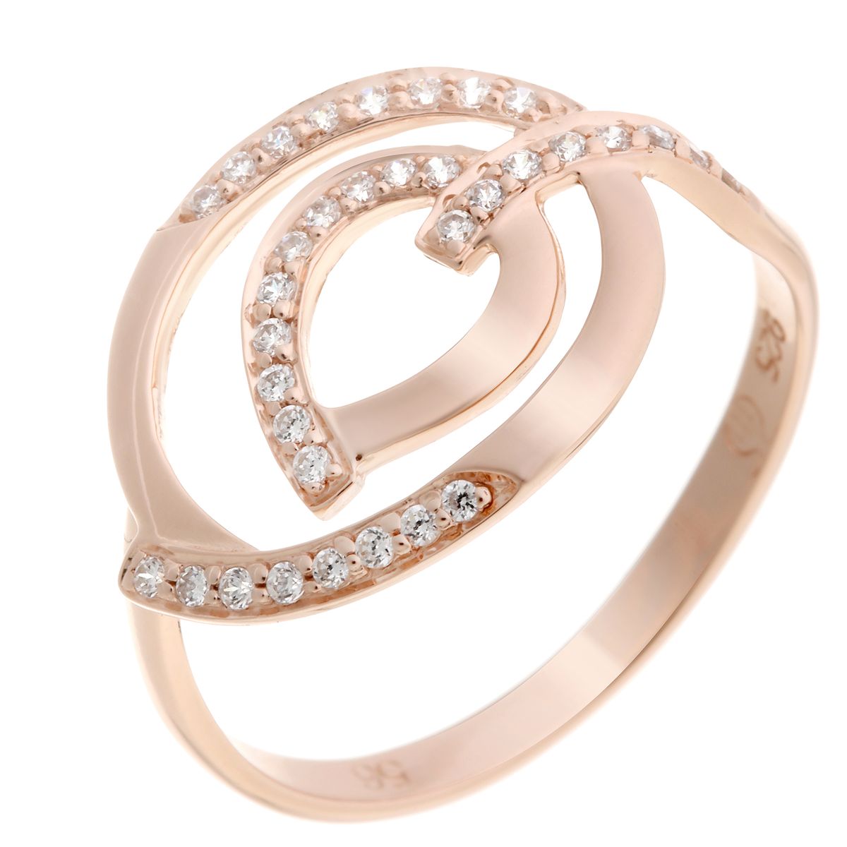 Abstrakt geschwungener Ring mit Zirkonia