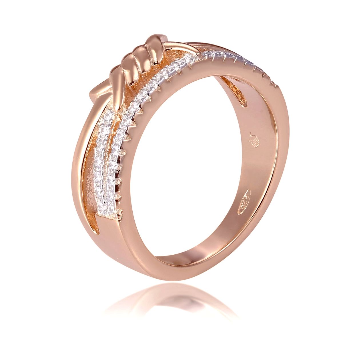 Roségoldener Ring mit Pavé-Knoten