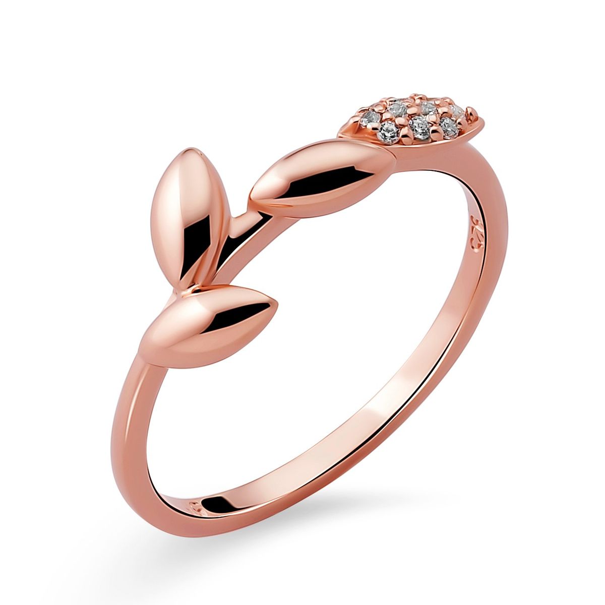 Eleganter Bypass-Ring mit Blattmotiv