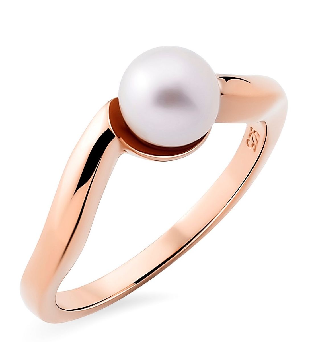 Eleganter Bypass-Ring mit Perle